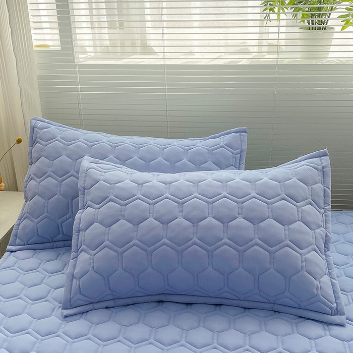 91家纺网 家纺一手货源 找家纺 恋绒家纺 2025新款A类纯棉（隔尿 防水）抗菌软床垫 清新蓝