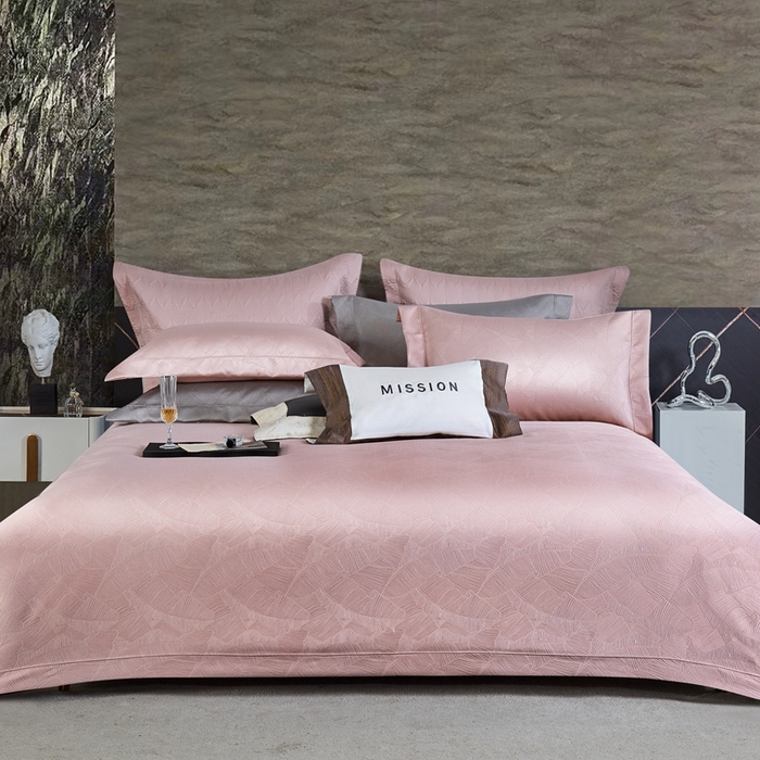 91家纺网 家纺一手货源 找家纺 时亿家居 2024新款色织厚织提花长绒棉四件套-凯悦 凯悦-甜蜜粉