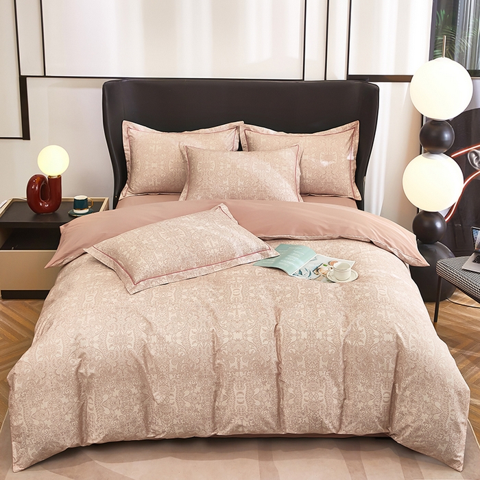 91家纺网 家纺一手货源 找家纺 雲归梦 2024新款全棉铂金棉数码印花四件套 欧时利 粉