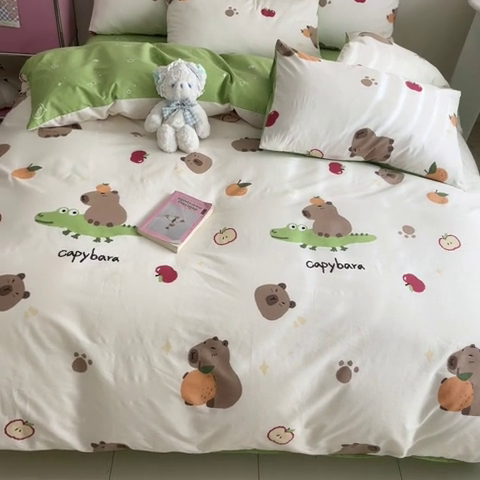 91家纺网 家纺一手货源 找家纺 蓝邻家纺 2024新款全棉印花萌趣类四件套 皮卡