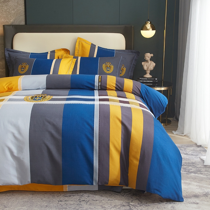 91家纺网 家纺一手货源 找家纺 启航家居 2025春夏直播爆款全棉大版印花四件套 卡菲洛