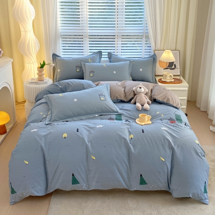 91家纺网 家纺一手货源 找家纺 星期三家纺 2024年春季新款铂金全棉13372四件套（加老板微信有会员价） 温暖家园-兰