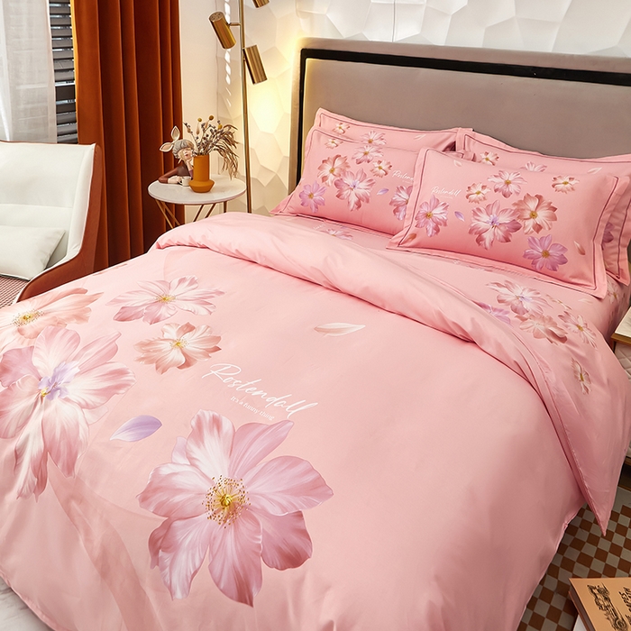 91家纺网 家纺一手货源 找家纺 雲归梦 2024新款全棉活性13372印花四件套 粉黛-粉