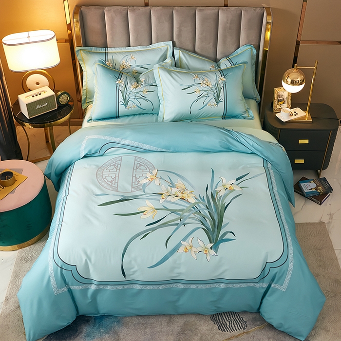 91家纺网 家纺一手货源 找家纺 雲归梦 2024新款全棉活性13372印花四件套 春江晓景