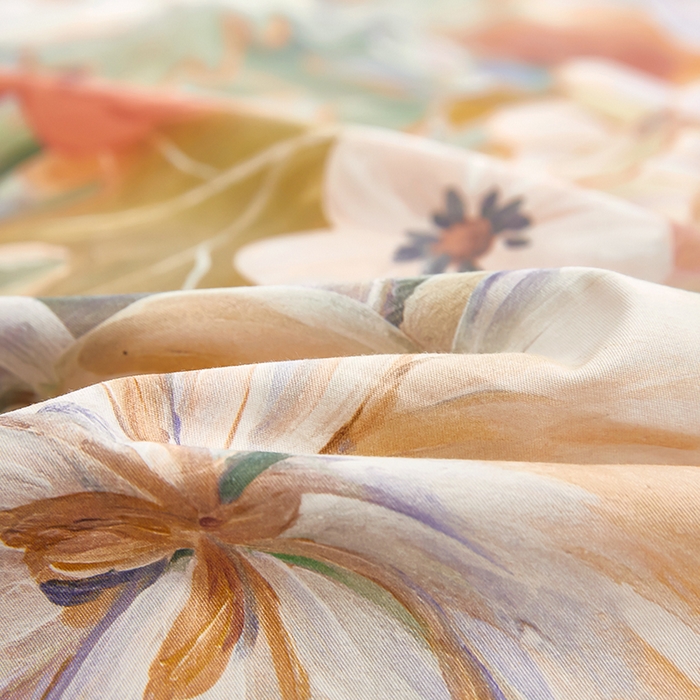 91家纺网 家纺一手货源 找家纺 雲归梦 2024新款全棉铂金棉数码印花四件套 花的嫁纱