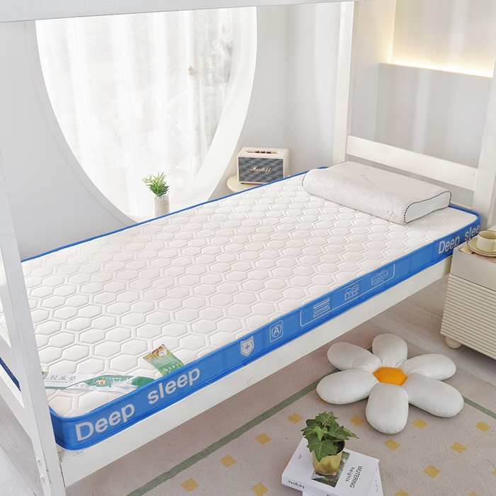 91家纺网 家纺一手货源 找家纺 张先生2024针织牛奶丝透气网立体乳胶床垫学生床垫 深睡-蓝白