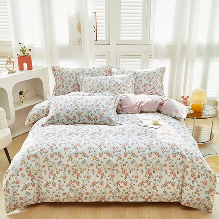 雲归梦 2024新款全棉活性13372印花四件套 芬妮粉