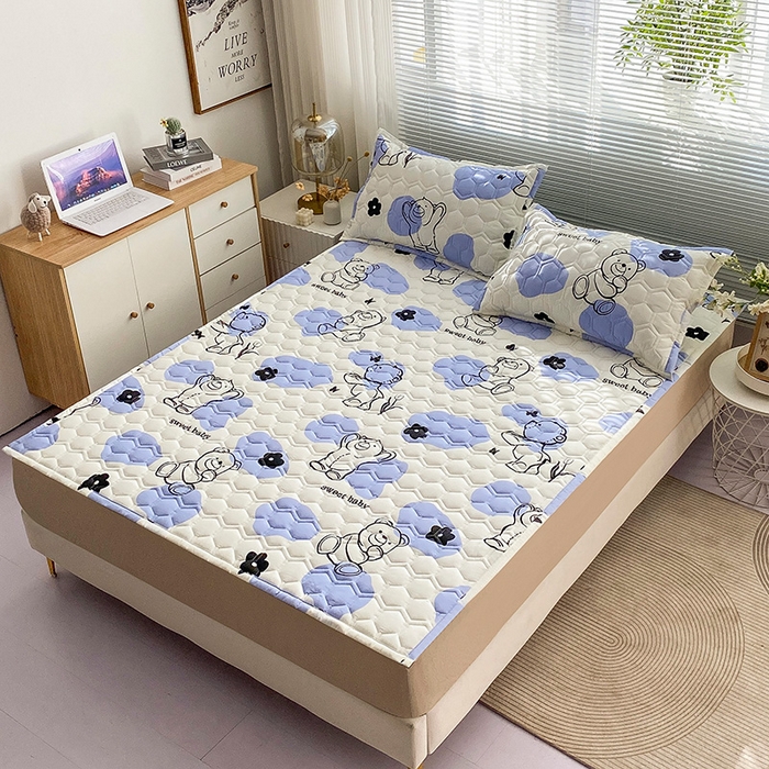 91家纺网 家纺一手货源 找家纺 恋绒家纺 2025新款A类纯棉（隔尿 防水）抗菌软床垫 奶油小熊