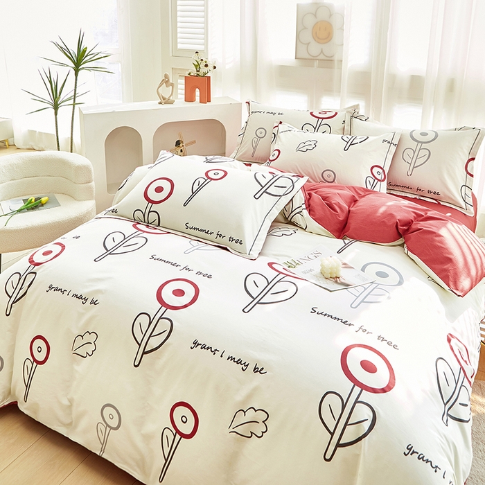 91家纺网 家纺一手货源 找家纺 雲归梦 2024新款全棉活性13372印花四件套 纯真 米