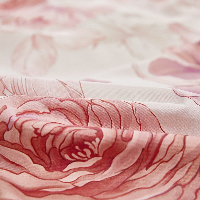 91家纺网 家纺一手货源 找家纺 雲归梦 2024新款全棉铂金棉数码印花四件套 粉妆梦媛 粉