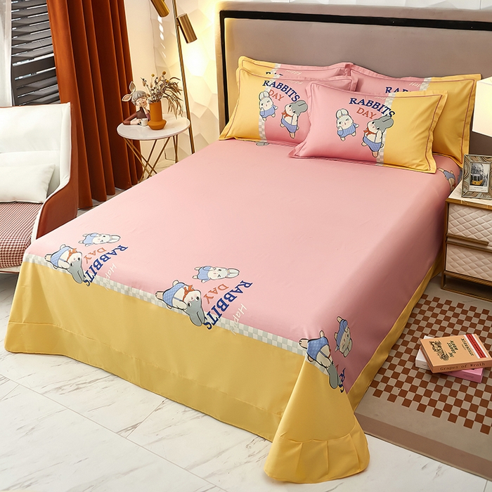 91家纺网 家纺一手货源 找家纺 雲归梦 2024新款全棉活性13372印花四件套 波比兔-粉