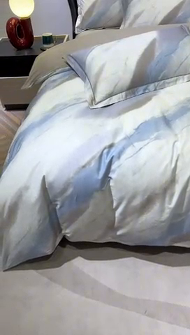 91家纺网 家纺一手货源 找家纺 雲归梦 2024新款全棉铂金棉数码印花四件套 时光笔墨 兰