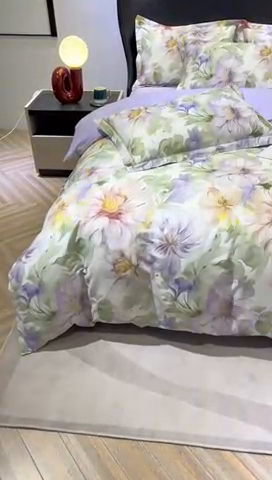 91家纺网 家纺一手货源 找家纺 雲归梦 2024新款全棉铂金棉数码印花四件套 花的旅途 粉