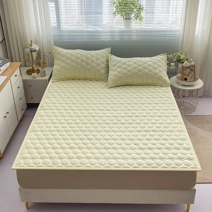 91家纺网 家纺一手货源 找家纺 恋绒家纺 2025新款A类纯棉（隔尿 防水）抗菌软床垫 奶油黄