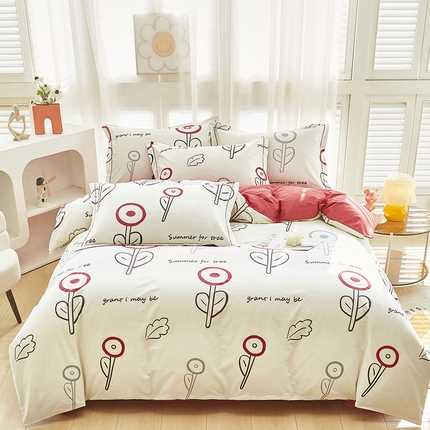 雲归梦 2024新款全棉活性13372印花四件套 纯真 米