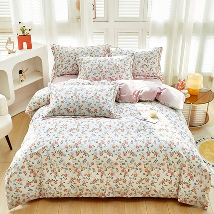 91家纺网 家纺一手货源 找家纺 雲归梦 2024新款全棉活性13372印花四件套 芬妮粉