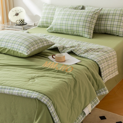 寐眠 2024新款全棉水洗棉刺绣夏被夏被四件套 夏日初荷