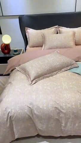 91家纺网 家纺一手货源 找家纺 雲归梦 2024新款全棉铂金棉数码印花四件套 欧时利 粉