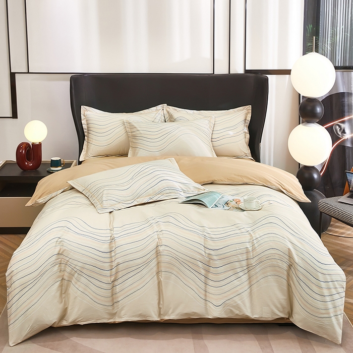 91家纺网 家纺一手货源 找家纺 雲归梦 2024新款全棉铂金棉数码印花四件套 波兰 咖