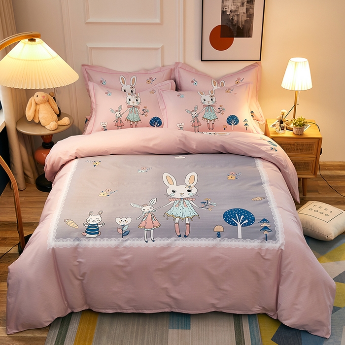 91家纺网 家纺一手货源 找家纺 雲归梦 2024新款全棉活性13372印花四件套 安妮日记