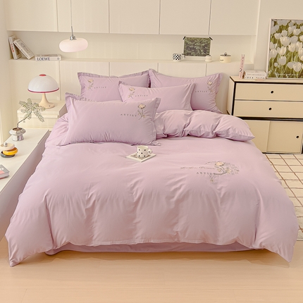 91家纺网 家纺一手货源 找家纺 （总）U品汇 A类全棉色织水洗棉刺绣花四件套纯棉100%床单被套