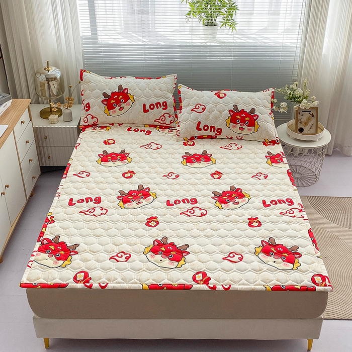 91家纺网 家纺一手货源 找家纺 恋绒家纺 2025新款A类纯棉（隔尿 防水）抗菌软床垫 吉祥龙