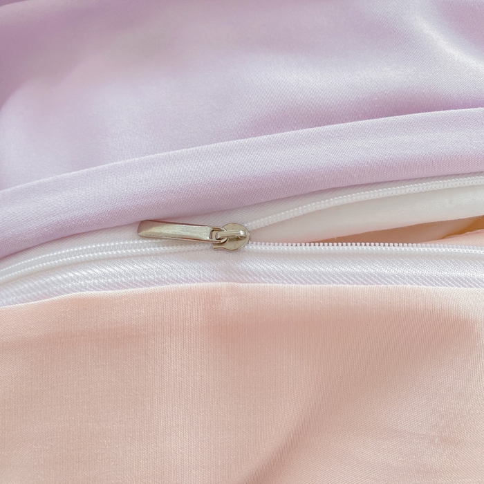 91家纺网 家纺一手货源 找家纺 芷凡家纺 2024新款亲肤棉纯色双拼四件套 丁香紫+奶油粉