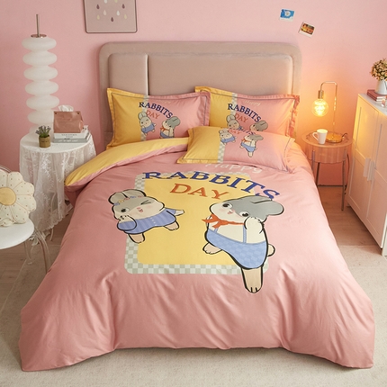 91家纺网 家纺一手货源 找家纺 （总）启航家居 2025春夏直播爆款全棉大版印花四件套