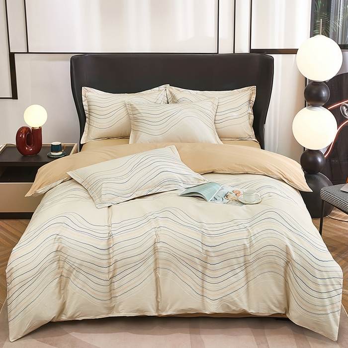 91家纺网 家纺一手货源 找家纺 雲归梦 2024新款全棉铂金棉数码印花四件套 波兰 咖