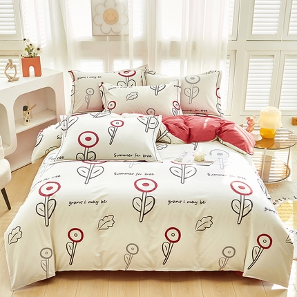 91家纺网 家纺一手货源 找家纺 雲归梦 2024新款全棉活性13372印花四件套 纯真 米