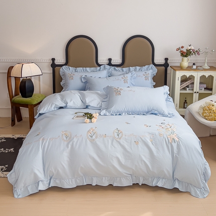 91家纺网 家纺一手货源 找家纺 （总）U品汇 A类全棉色织水洗棉刺绣花四件套纯棉100%韩版小清新