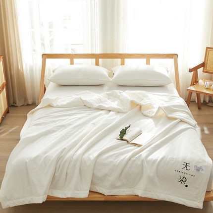 91家纺网 家纺一手货源 找家纺 格子铺-2024年新款全棉水洗棉-烫画夏被 无染白