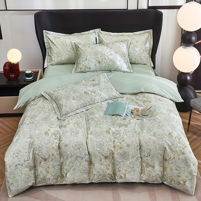 91家纺网 家纺一手货源 找家纺 雲归梦 2024新款全棉铂金棉数码印花四件套 雅韵怡香  灰