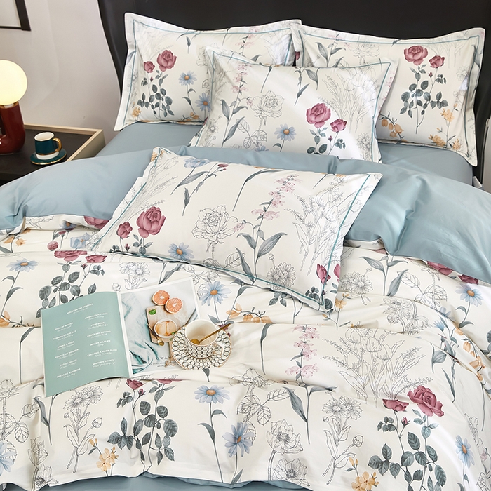 91家纺网 家纺一手货源 找家纺 雲归梦 2024新款全棉铂金棉数码印花四件套 暮春美景