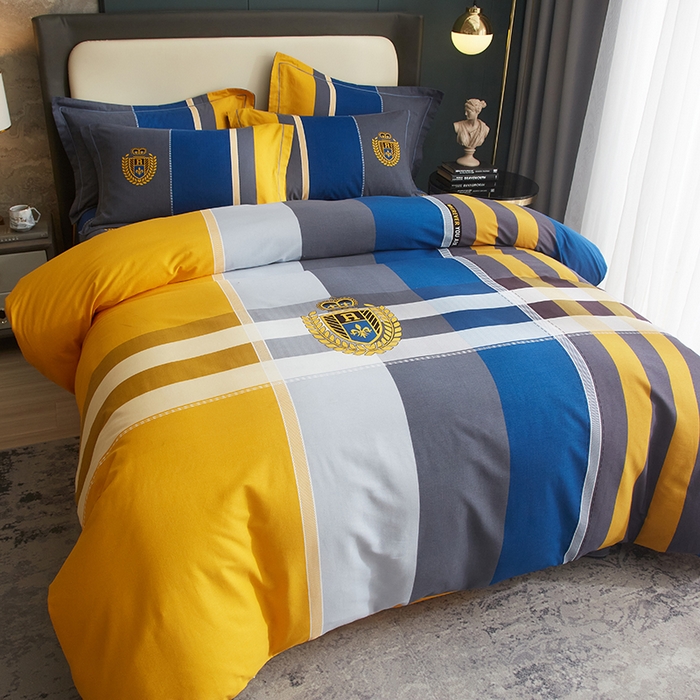 91家纺网 家纺一手货源 找家纺 启航家居 2025春夏直播爆款全棉大版印花四件套 卡菲洛