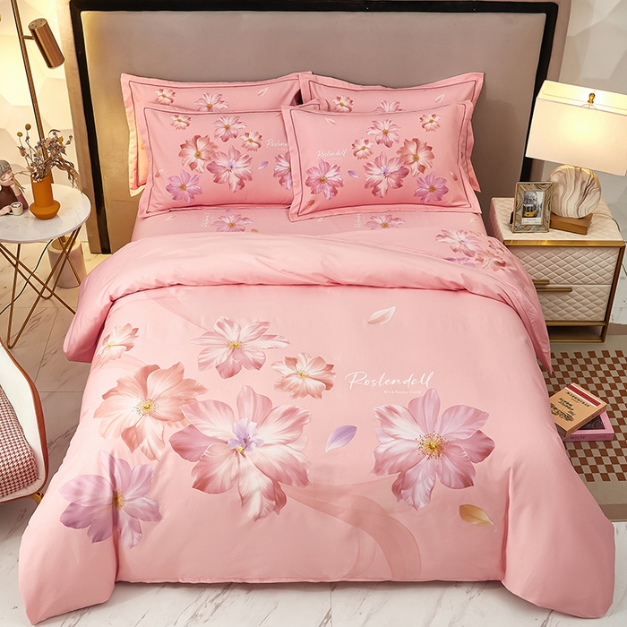 91家纺网 家纺一手货源 找家纺 雲归梦 2024新款全棉活性13372印花四件套 粉黛-粉