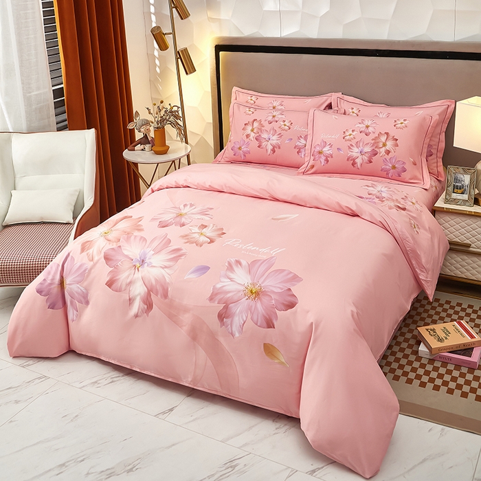 91家纺网 家纺一手货源 找家纺 雲归梦 2024新款全棉活性13372印花四件套 粉黛-粉