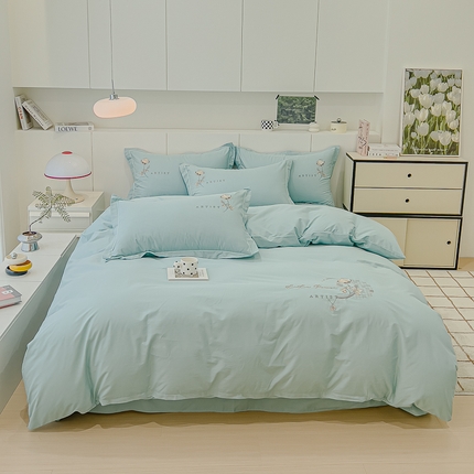 91家纺网 家纺一手货源 找家纺 （总）U品汇 A类全棉色织水洗棉刺绣花四件套纯棉100%床单被套