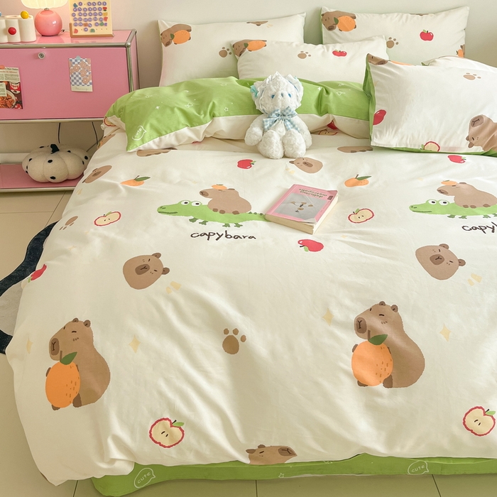 91家纺网 家纺一手货源 找家纺 蓝邻家纺 2024新款全棉印花萌趣类四件套 皮卡