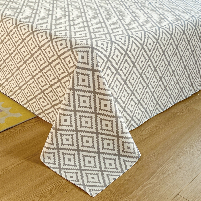 91家纺网 家纺一手货源 找家纺 寐眠 2024新款全棉老粗布印花床单床盖 时尚灰格