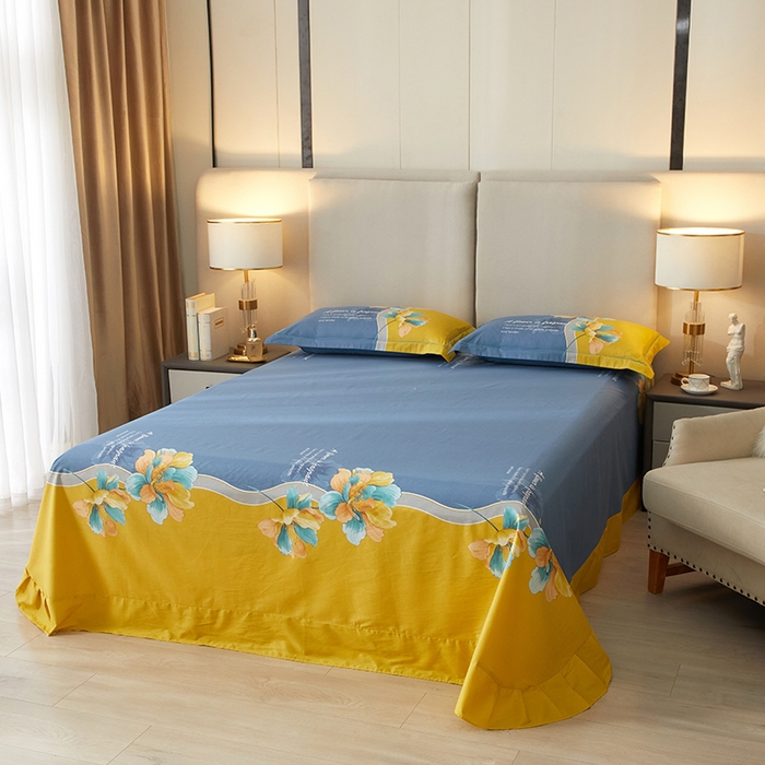 91家纺网 家纺一手货源 找家纺 启航家居 2025春夏直播爆款全棉大版印花四件套 沐雅清风兰