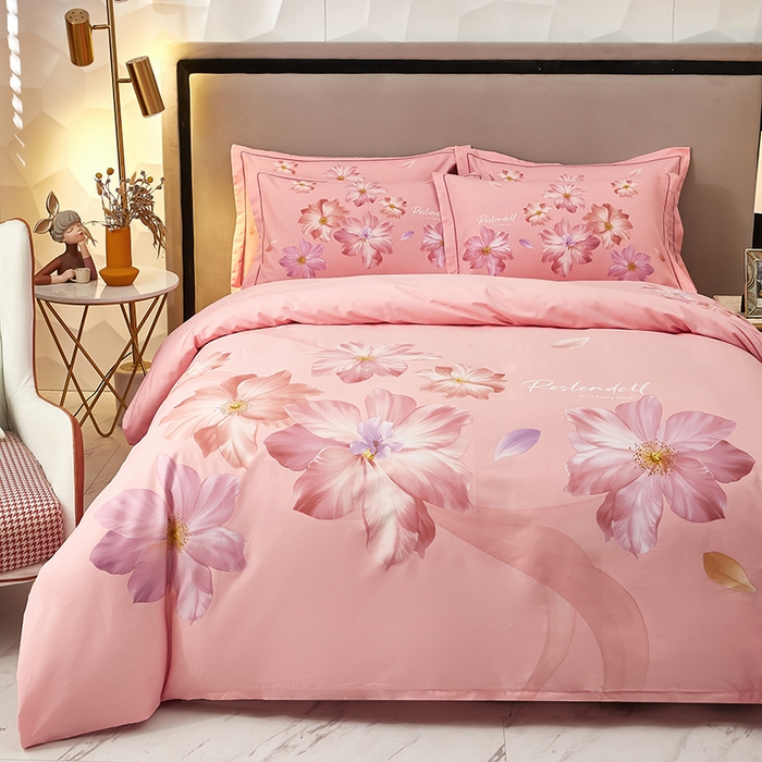 91家纺网 家纺一手货源 找家纺 雲归梦 2024新款全棉活性13372印花四件套 粉黛-粉