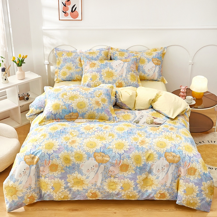 91家纺网 家纺一手货源 找家纺 雲归梦 2024新款全棉铂金棉数码印花四件套 秘密花园 兰