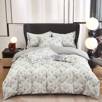 雲归梦 2024新款全棉铂金棉数码印花四件套 暮云间 灰