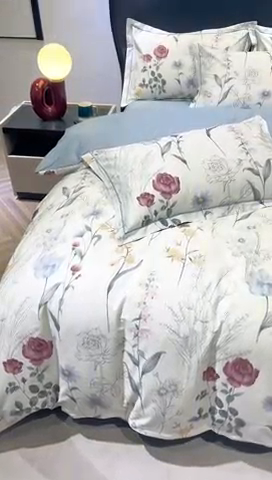 91家纺网 家纺一手货源 找家纺 雲归梦 2024新款全棉铂金棉数码印花四件套 暮春美景