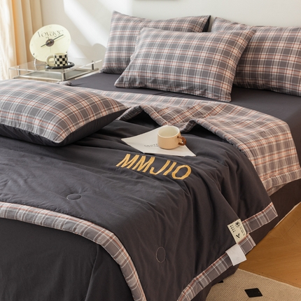 寐眠 2024新款全棉水洗棉刺绣夏被夏被四件套 星月耀黑