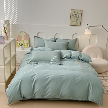 91家纺网 家纺一手货源 找家纺 （总）U品汇 A类全棉色织水洗棉刺绣花四件套纯棉100%床单被套