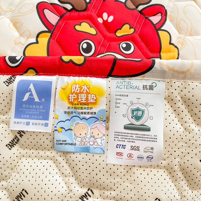 91家纺网 家纺一手货源 找家纺 恋绒家纺 2025新款A类纯棉（隔尿 防水）抗菌软床垫 吉祥龙