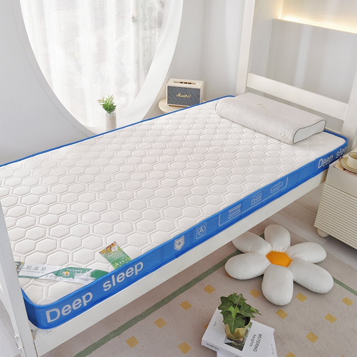 91家纺网 家纺一手货源 找家纺 张先生2024针织牛奶丝透气网立体乳胶床垫学生床垫 深睡-蓝白