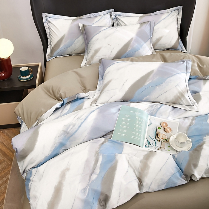 91家纺网 家纺一手货源 找家纺 雲归梦 2024新款全棉铂金棉数码印花四件套 时光笔墨 兰